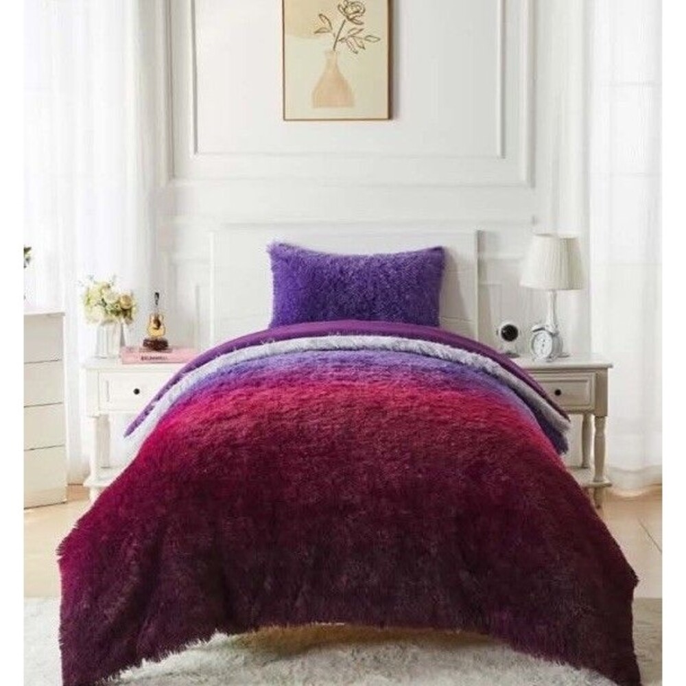 Celestial Garden Twin/xl Faux Fur Comforter Set New Soft Plush Cozy Bedding